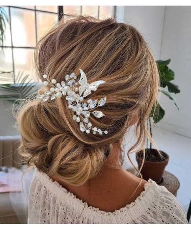 Unicra bridal hair needles butterfly bridal jewelry hair accessories silver-colored hair clip headdress for bridal hubs and women (2 pieces)