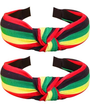 Ardorchid Rasta Headbands African Jamaica Juneteenth knotted Headband for Women Girls Elastic Hairband Hair Hoop No Slip Hair Accessories Gifts - Buy Online on GoSupps.com