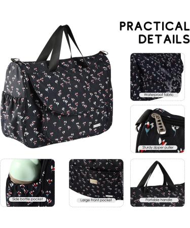 SONARIN Multi-Function Baby Changing Bag with Mat, Stroller Straps, & Bottle Bag - Large Waterproof Satchel Messenger Bag for Travel (Black) - Buy Online on GoSupps.com
