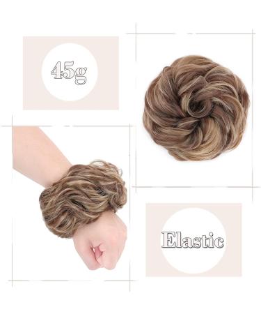 Thick Curly Hair Bun Extension | Synthetic Messy Updo Scrunchie | Light Auburn & Honey Blonde Hairpiece for Women and Girls - Buy Online on GoSupps.com
