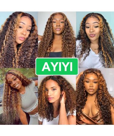 Ayiyi 18 Honey Blonde Highlight Deep Wave HD Lace Frontal Wig for Black Women - 180% Density - Pre Plucked with Baby Hair - Buy Online on GoSupps.com