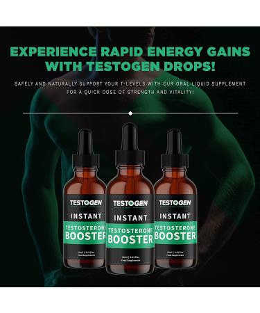Testogen Men's T-Level Support Liquid Drops | Vitamin D, Zinc, L-Arginine | 60ml Fast-Release Formula | Mood, Energy, Lean Muscles Support | Herbal & All-Natural - Buy Online on GoSupps.com