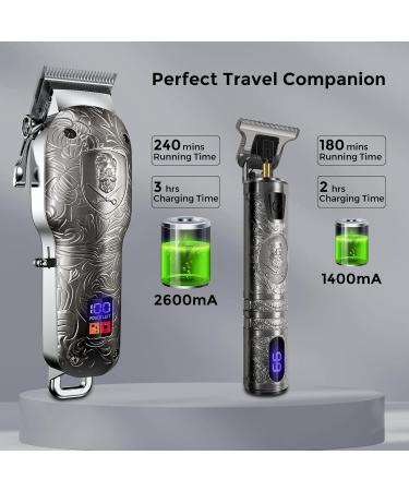 Hair Clippers 2 Set Cosicosy Electric Hair Trimmer Grooming Kit for Men Professional Cordless Hair Cutting Beard Trimmer Rechargeable with LCD Display Hair Shaver for Men Kids Barbers Silver - Buy Online on GoSupps.com