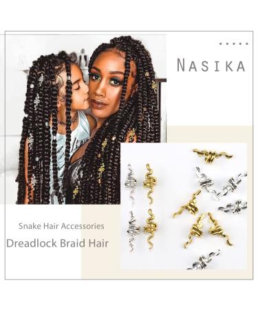 Naiska 20PCS Loc Snake Hair Jewelry for Women & Men - Gold & Silver Hair Beads, Coils, Clips, Rings, Cuffs - DIY Decoration - Buy Online on GoSupps.com