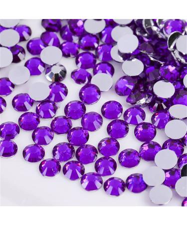 3000 Pieces SS12 3mm Flatback Rhinestones Clear Glass Round Gems Crystals for Nail Art DIY Crafts Clothes Shoes Bags (Dark Purple) SS12/3mm Dark Purple