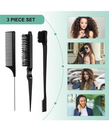 4 Pcs Bounce Curl Defining Brush Comb Set Slick Back Hair Brush Bounce Curly Hair Defining Brush with Edge Brush Bristle Brush Rat Tail Comb for Shaping and Defining Curls Curl Separation - Buy Online on GoSupps.com
