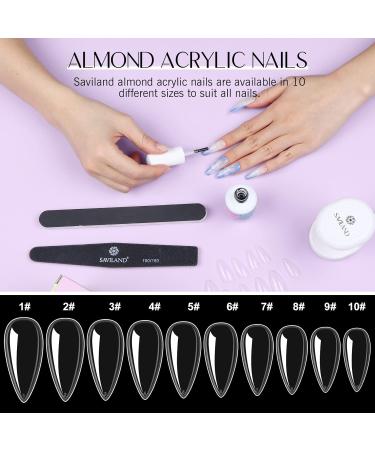 Shop Saviland 4-in-1 Nail Tips & Glue Gel Kit - 500 Almond Full Cover Tips & Mini UV LED Lamp for Easy DIY Nail Art - Buy Online on GoSupps.com