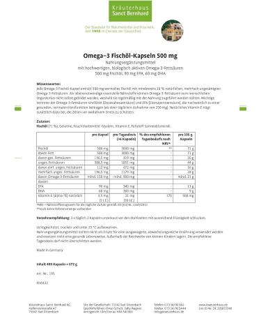 Sanct Bernhard Omega-3 Fish Oil Capsules - 800 Pieces for Heart & Joint Health | Premium Quality Supplements - Buy Online on GoSupps.com