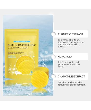 Kojic Acid and Turmeric Pads Turmeric Kojic Acid Pads Exfoliating Face Turmeric Kojic Pads Turmeric Kojic Cleansing Pads for Dark Spots Dull Skin Helps Balance Skin Oil and Water - Buy Online on GoSupps.com