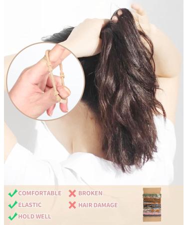 Hasoar Boho Hair Ties Bracelet Pack - 50pcs, 20+ Colors, No Damage Elastics for Thick Hair - Buy Online on GoSupps.com