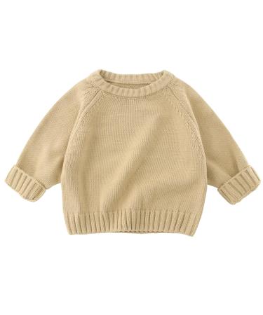 KISLOVE Knitted Jumper Girls Boys Winter Ribbed Knit Sweater Chunky Pullover Long Sleeve Knitwear Top Soft Unisex Toddler Baby Clothes Autumn Outwear 100 Beige