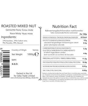 Seba Garden Premium Fresh Roasted Salted Mixed Nuts -%25 Cashew %25 Almond %25 Pistachio %25 Hazelnut - Buy Online on GoSupps.com