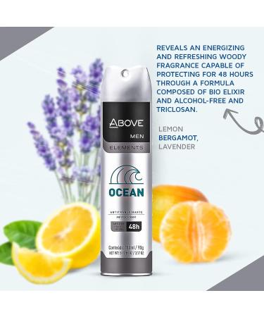 ABOVE 48 Hours Antiperspirant Deodorant Spray for Men - Ocean Scent 3.17 oz | Stain-Free Dry Spray with Lemon Bergamot & Lavender Notes - Buy Now - Buy Online on GoSupps.com