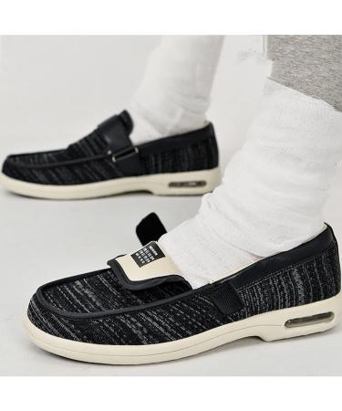 Adjustable Diabetic Shoes for Men and Women - Wide Width Medical Shoes for Swollen Feet - Velcro Sneakers in Black Grey - Size 8.5 - Buy Online on GoSupps.com