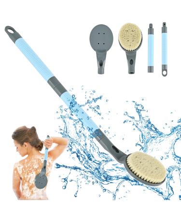 Back brush shower 55cm removable body brush gentle peeling easy to clean and stimulates the blood circulation for wet or dry brush (gray) 55cm gray