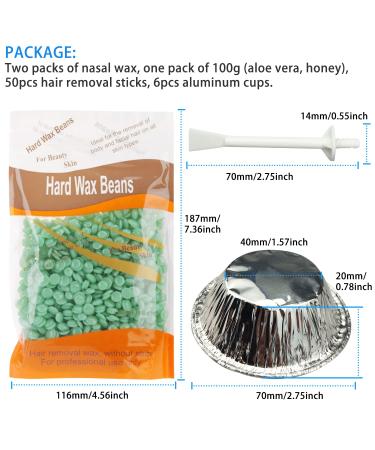 Nasal Wax Set for Men & Women - 100g Nose Hair Removal Kit with 2 Depilatory Wax Beans 50 Applicators & 6 Aluminum Cups - Safe & Effective Hair Removal - Buy Online on GoSupps.com