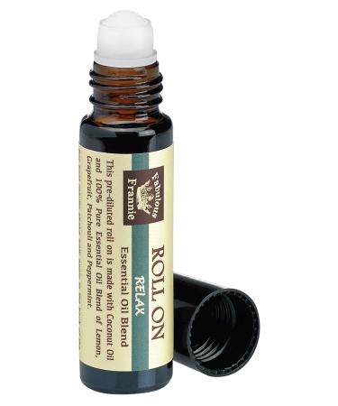 Fabulous Frannie Relax Essential Oil Blend Roll On 10ml Made with Coconut Carrier Oil Oil Lemon Grapefruit Patchouli and Peppermint Essential Oils.