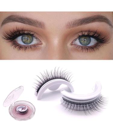 Ellxen Reusable Self-Adhesive False Eyelashes No Glue No Eyeliner for Beginners Easy to Wear Waterproof with Portable Boxes (Fresh)