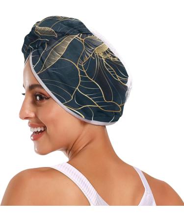 Luxury Golden Rose Hair Towel 2 Pack - Super Absorbent Quick Dry Turbans for Women & Girls - Stylish Line Art Design - Buy Online on GoSupps.com