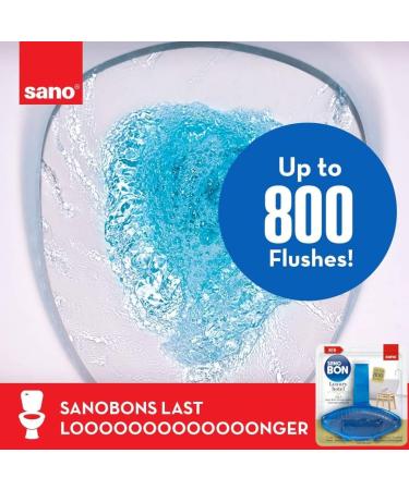 SANOBon Blue Luxury Hotel | 5 in1 Toilet Rim Block | Cleans - Shines - Perfumes - Hygienic - Leaves Water Sparkling Blue | Up to 800 Flushes | 55g + Multipurpose Fiber House Cleaning Sponge (1) Bar - Buy Online on GoSupps.com