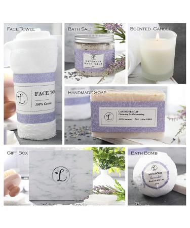 Spa Gift Set - Natural Lavender Bath Bomb Bath Salt Hand Soap Scented Candle & Face Cloth - Perfect Gift for Her - Buy Online on GoSupps.com