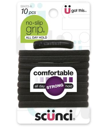 Scunci Large No Slip Elastics  Black  10 Count (Pack of 1) - Buy Online on GoSupps.com