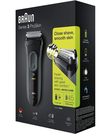 Braun Series 3 ProSkin 3000s Electric Shaver - Black | Rechargeable & International Shipping Available - Buy Online on GoSupps.com