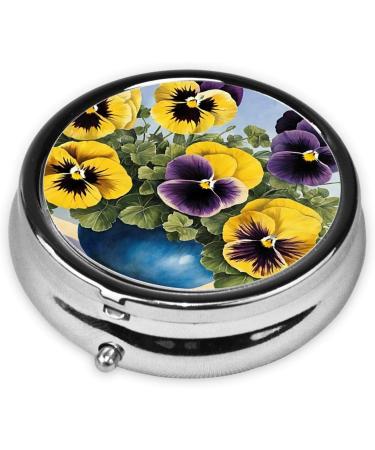 Pansy Perfection Mini Round Pill Box - 3 Compartment Travel Organizer for Medicine | Portable Pill Case for Home & Office - Buy Online on GoSupps.com