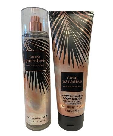 Bath and body Lotion Perfume Mist Shower Gel Fragrance Collection (Coco Paradise Mist and Shea Set 2 pc set)