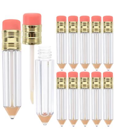 Lurrose 12 pieces of pencil-shaped empty lip gloss tubes small novel lip glaze Tube clear mini-lip oil bottles DIY cosmetic container for daily use see illustration 1.6x9cm