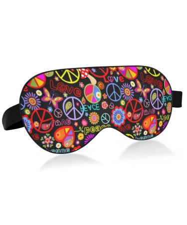xigua Breathable Sleeping Eyes Mask Cool Feeling Eye Sleep Cover for Summer Rest Elastic Contoured Blindfold for Women & Men Travel Rainbow Peace Love Pattern