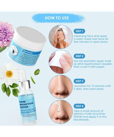 100Pcs Blackhead Remover Strips & Pore Minimizer Serum Kit - Deep Cleansing Nose & Facial Pore Cleaner - Buy Online on GoSupps.com
