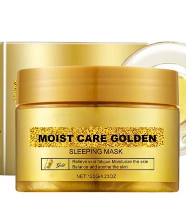 Gold Overnight Sleeping Facial Mask Collagen Night Wrapping Mask Hydrating Face Mask Face Peel Mask Firming Deep Skin Clean Purifying Acne Reduces Fine Lines & Wrinkles Face Masks Skincare 120G