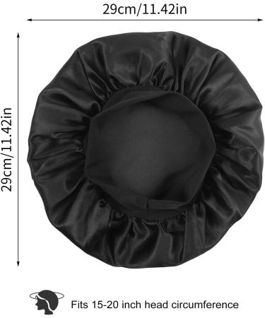 2 Pcs Satin Bonnet Sleep Cap Silk Day and Night Sleep Caps Night Bonnet Sleeping Head Cover Satin Hair Bonnet Elastic Band Chemo Cap for Curly Hair Women Black Natural Braids - Buy Online on GoSupps.com