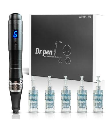Dr.Pen Ultima M8 Original Microneedling Pen Professional Kit - Wireless Derma Pen Professional - Best Skin Care Tool Kit for Face Neck Body - Microneedle Pen 5 Cartrides