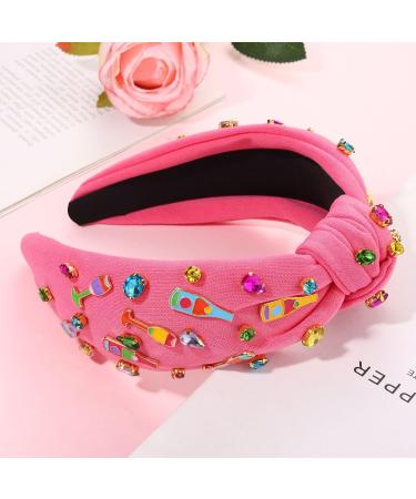 Champagne Headband for Women Hot Pink Champagne Glass Headband Embellished Rhinestone Crystal Knotted Headband Holiday New Year s Eve Birthday Hair Accessories Bachelorette Party (Champagne Bottle 4) - Buy Online on GoSupps.com