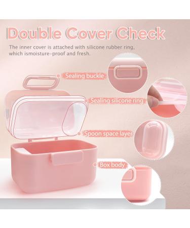 Baby Milk Powder Dispenser with Bib, 400ML Portable Formula Pot for Travel - Pink - Buy Online on GoSupps.com
