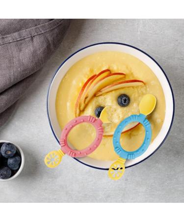 Vicloon Silicone Self Feeding Spoon and Fork Set for Babies - Pink & Blue Color Contrast | Baby Weaning Utensils for Infant & Toddler | BPA-Free, Easy Grip | 6 Months - Buy Online on GoSupps.com