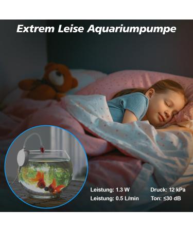 Super Quiet Aquarium Air Pump 35 dB - Soarfly Oxygen Pump with Check Valve & Accessories - Energy Efficient Mini 1.3W - Buy Online on GoSupps.com