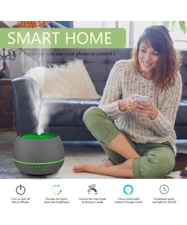 Smart Aroma Diffuser with App & Alexa Control | 500ml Essential Oil Humidifier | 7 Color LED Timer Waterless Auto-Off Ultra Quiet - Cement Gray - Buy Online on GoSupps.com