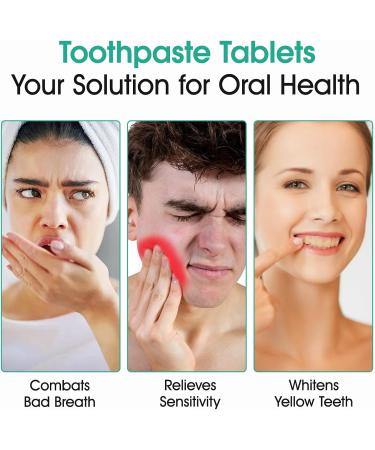 150pcs Chewable Toothpaste Tablets | Whitening Antiplaque Nano Hydroxyapatite | Fluoride Free Natural Peppermint | Sensitive Teeth Enamel Protection Fresh Breath - Glass Jar - Buy Online on GoSupps.com