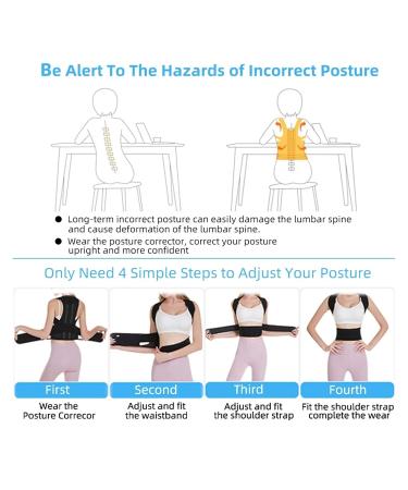 Posture Corrector XS-5XL | Adjustable Back Brace for Men & Women | Hunchback Correction & Scoliosis Prevention | Improve Back Posture | 3X-Large Black - Buy Online on GoSupps.com
