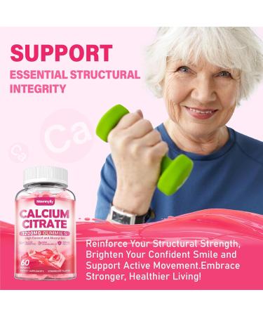 Calcium Citrate Gummies 1200 mg for Adults: Ultimate Absorption Calcium Supplement for Women & Men - Easy to Digest, Vegan, Non-GMO, Gluten Free - Natural Strawberry Flavor Strawberry 60 Count (Pack of 2) - Buy Online on GoSupps.com