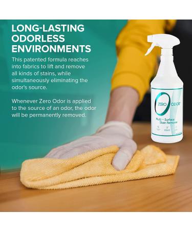 Zero Odor Stain Remover & Odor Eliminator - 32oz Multi-Surface Spray for Carpets, Rugs, Furniture & Floors - Patented Molecular Technology for Permanent Results - Buy Online on GoSupps.com