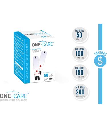 ONE-CARE 100 Count Blood Glucose Test Strips - Precision Sugar Measurement for Diabetics - 2 Boxes of 50 Each - Buy Online on GoSupps.com