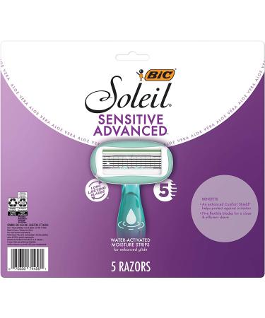 BIC Soleil Sensitive Advanced Women's Disposable Razors - 5 Blades for Smooth Shave, 10 Count - Buy Online on GoSupps.com
