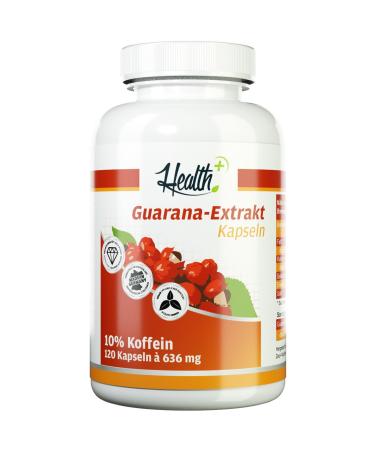 Health+ Guarana extract - 120 capsules high -quality extract with 10 percent caffeine without additives high -quality guarana capsules for natural caffeine supply made in Germany