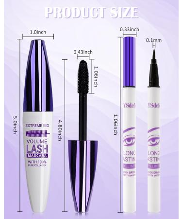 LYSdefeu 5D Blue Silk Fiber Mascara and Blue Liquid Eyeliner Set Waterproof and Smudgeproof Liquid Eyeliner Long Lasting Volume Curly Lengthening Mascara for Parties Colorful Eye Makeup4 Blue - Buy Online on GoSupps.com
