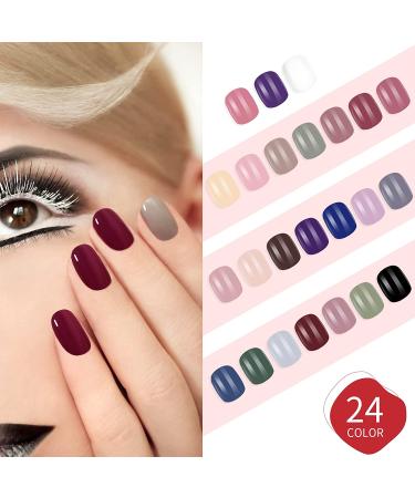 576Pcs 24Sets Short Press on Nails | Colorful Solid Short Fake Nails for Women - Nail Salon Art DIY - Buy Online on GoSupps.com