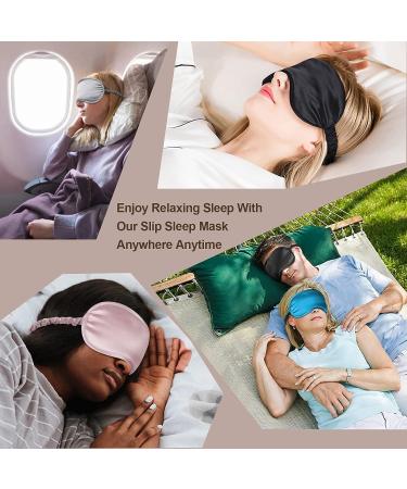 Soothing Silk Sleep Mask for Men and Women - Adjustable, Light, and Comfy Eye Shade for Travel, Yoga, and Nap - Black - Buy Online on GoSupps.com